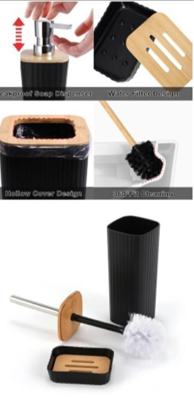 6-Piece Bathroom Accessories Set - Complete Vanity Organization Collection