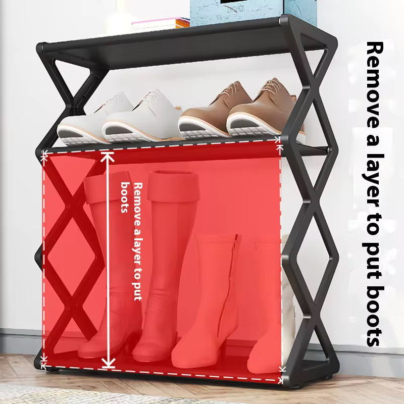 X-Shaped 4-Tier Shoe Storage Rack