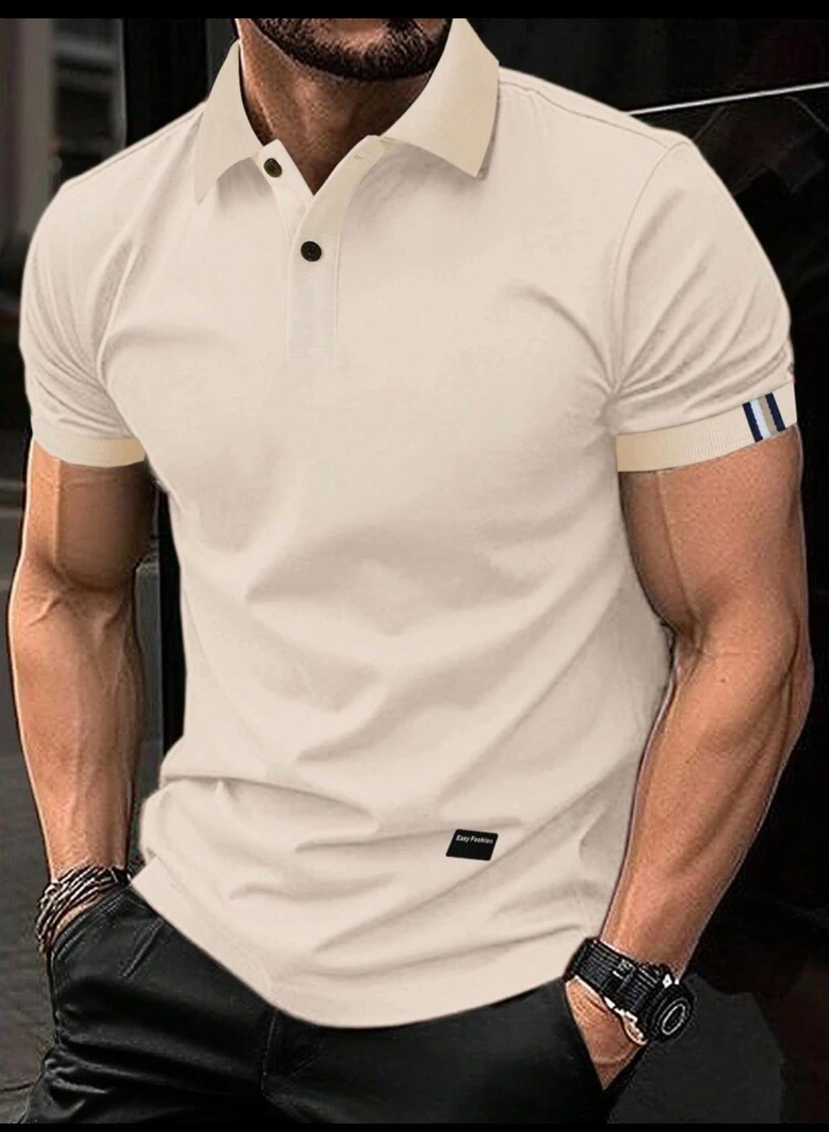 Men's Premium Golf Polo Shirt - Beige