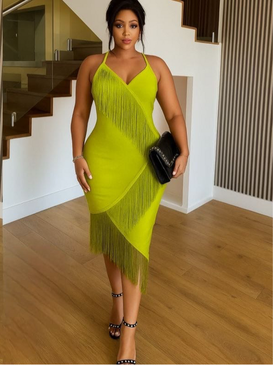 Elegant Fringe Bodycon Dress - Multi-Color Collection