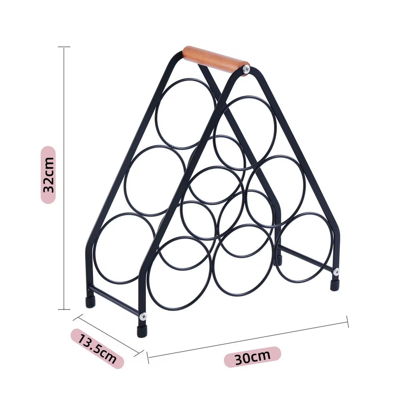 6- Bottle Wine Rack with Wooden Handle