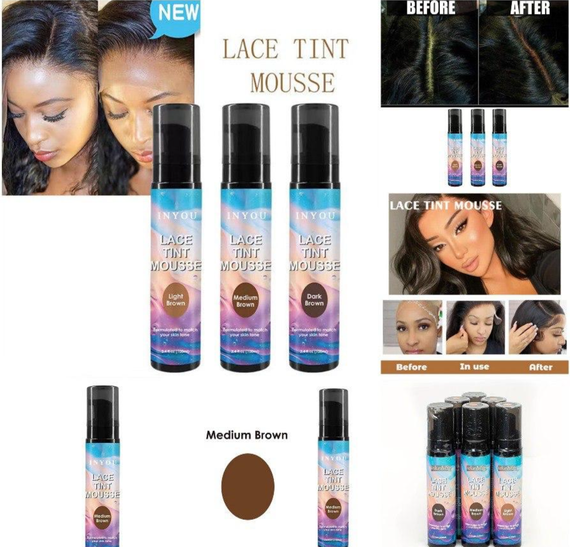 Lace Tint Mousse for Wigs - Professional Lace Tinting Formula