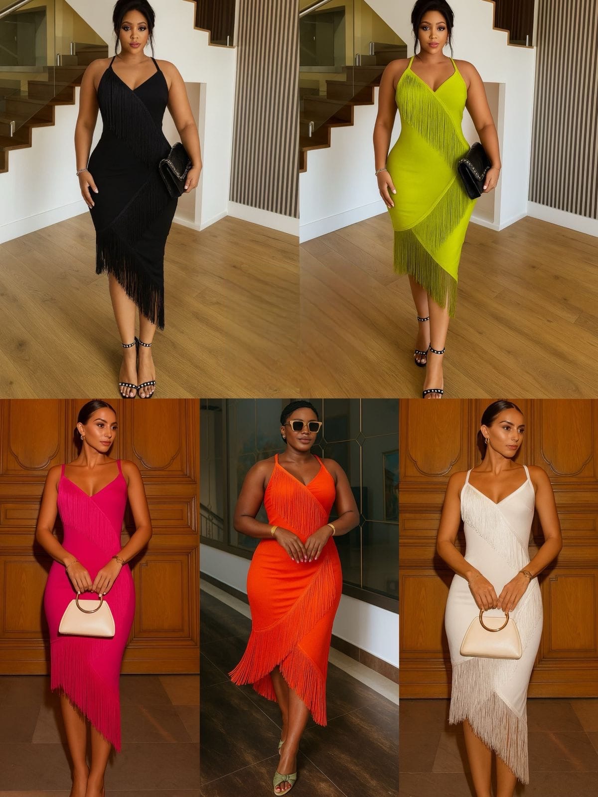 Elegant Fringe Bodycon Dress - Multi-Color Collection