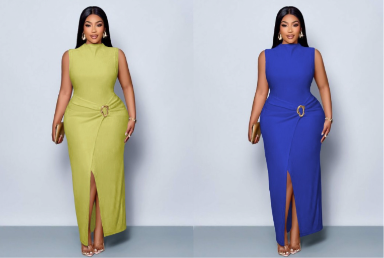 Elegant Sleeveless Bodycon Dress with Belt Detail