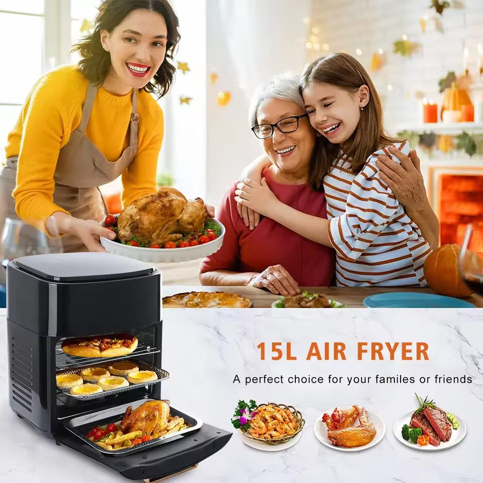 15L Digital Air Fryer Oven - Multi-Level Smart Cooker