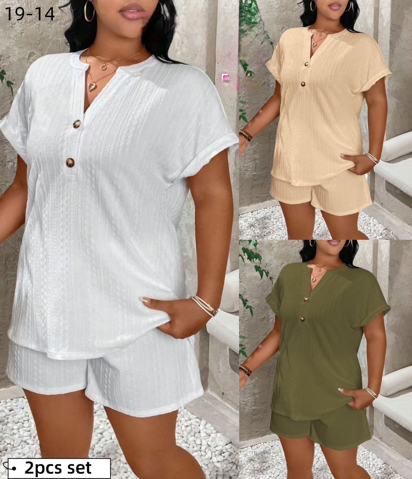 Casual Button-Front Two-Piece Set - Relaxed Summer Lounge Wear