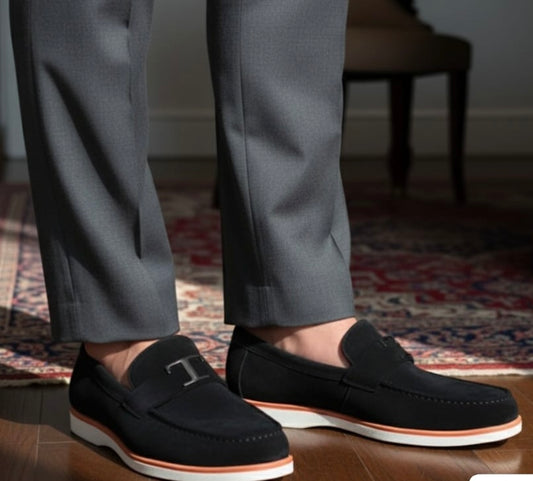 Premium Suede Loafers with Buckle Detail