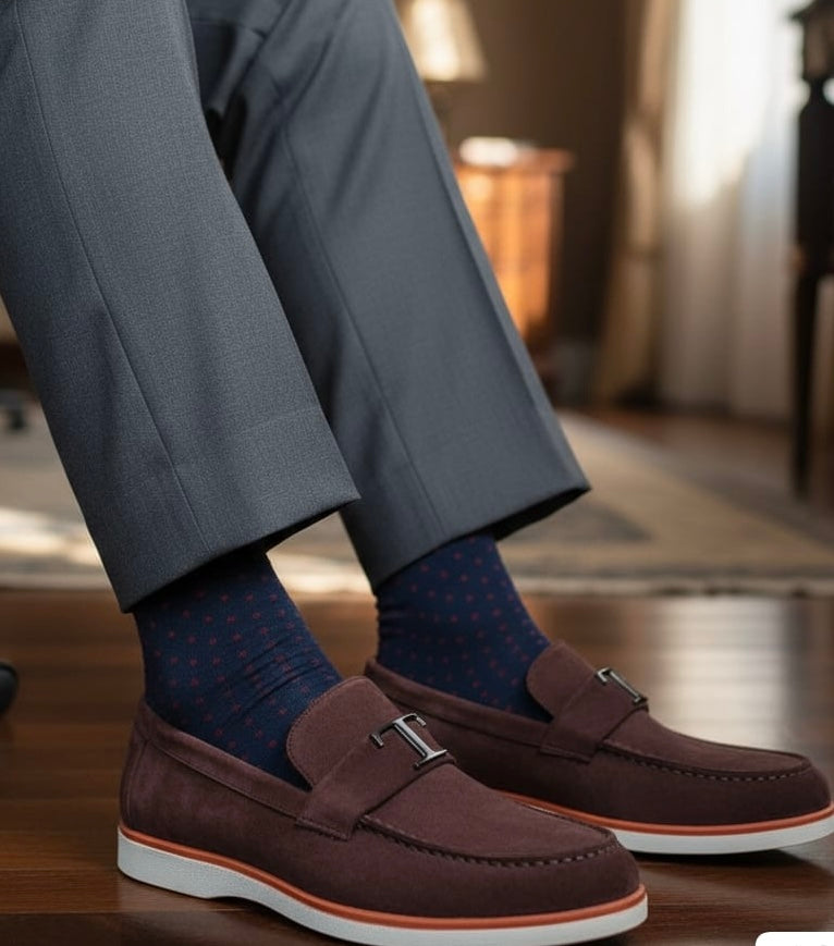 Premium Suede Loafers with Buckle Detail