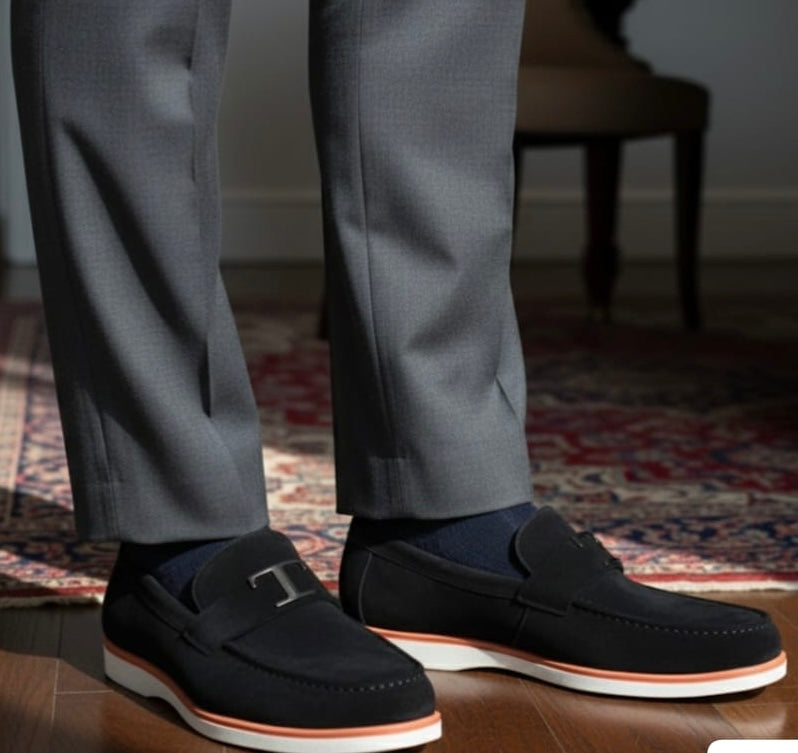 Premium Suede Loafers with Buckle Detail