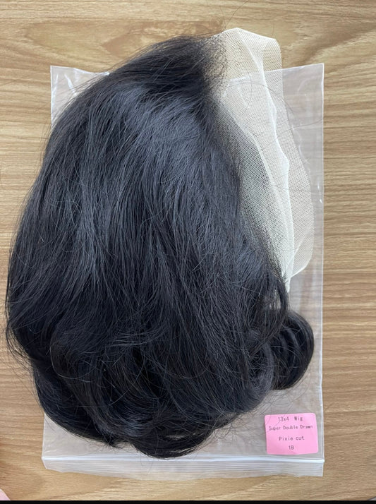 13x4 Super Double Drawn Pixie Cut Human Hair Wig