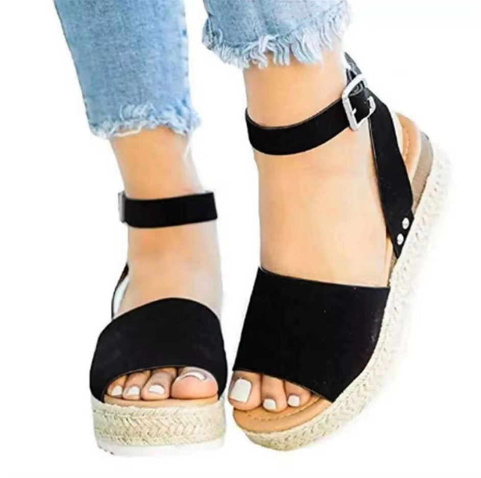 Women's Platform Espadrille Sandals - Ankle Strap - Wedges