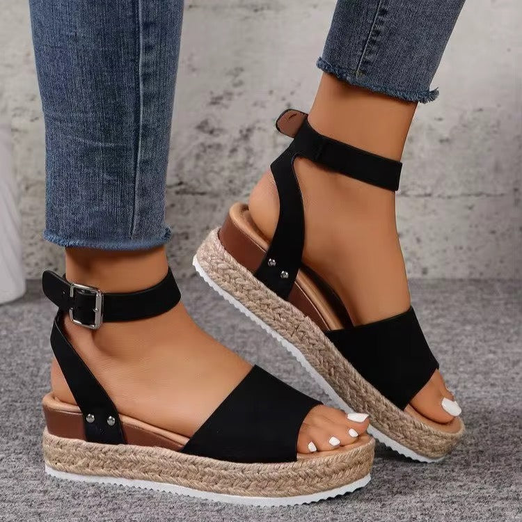 Women's Platform Espadrille Sandals - Ankle Strap - Wedges