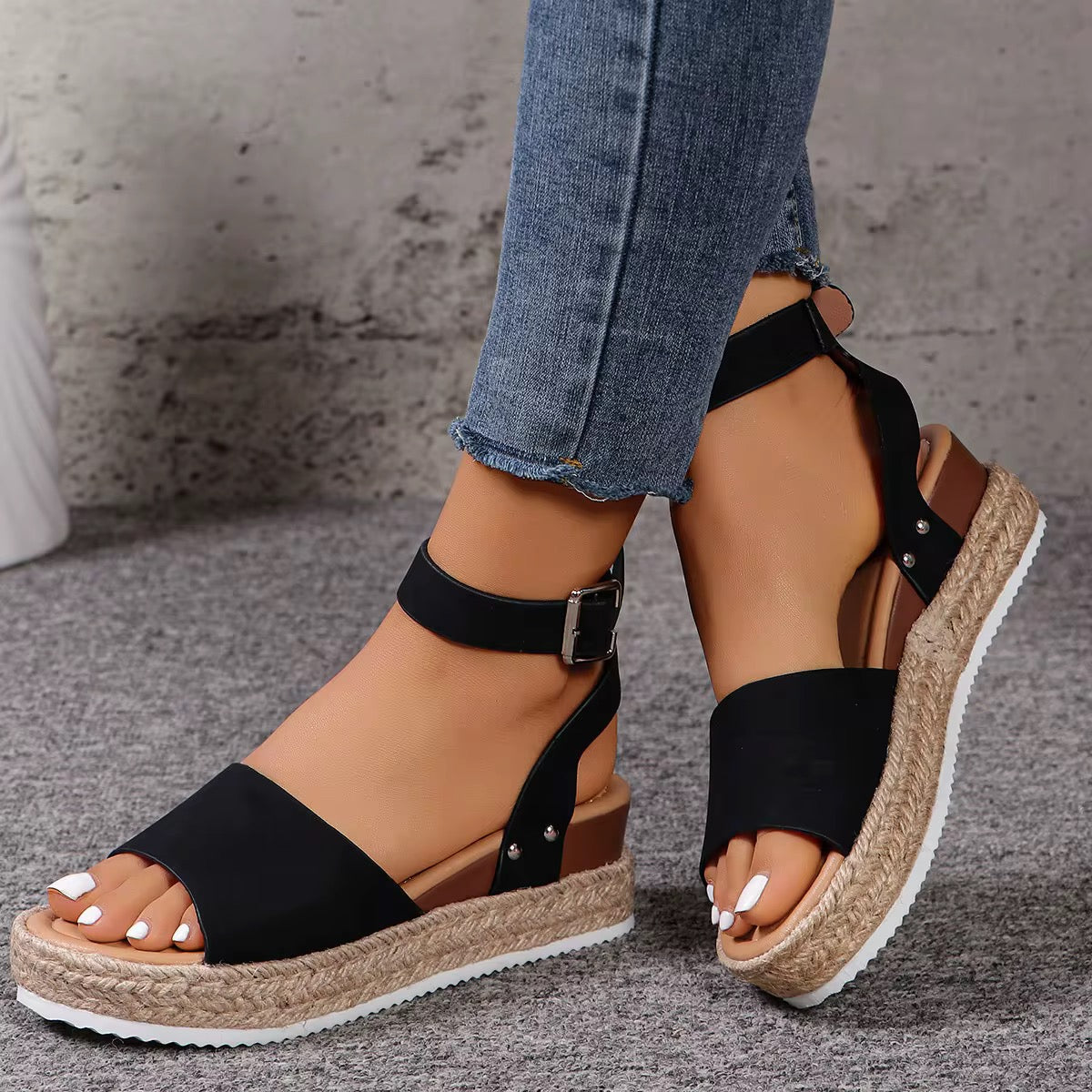 Women's Platform Espadrille Sandals - Ankle Strap - Wedges