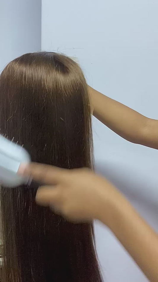 Color 4 Chocolate Brown DD Silky Straight Wig - Premium Human Hair