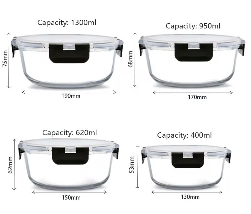 Tingli 4 Pieces Round Food Storage Container Set