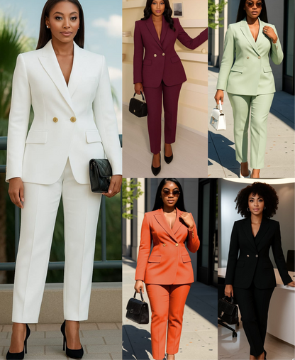 Women's Professional Double-Breasted Business Suit Set