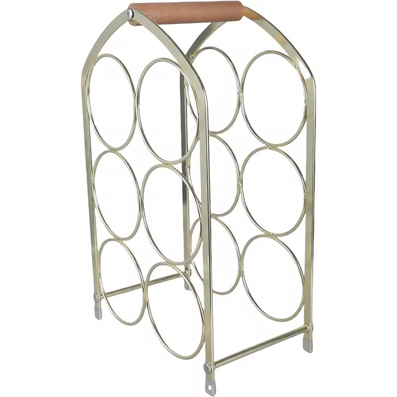 6- Bottle Wine Rack with Wooden Handle