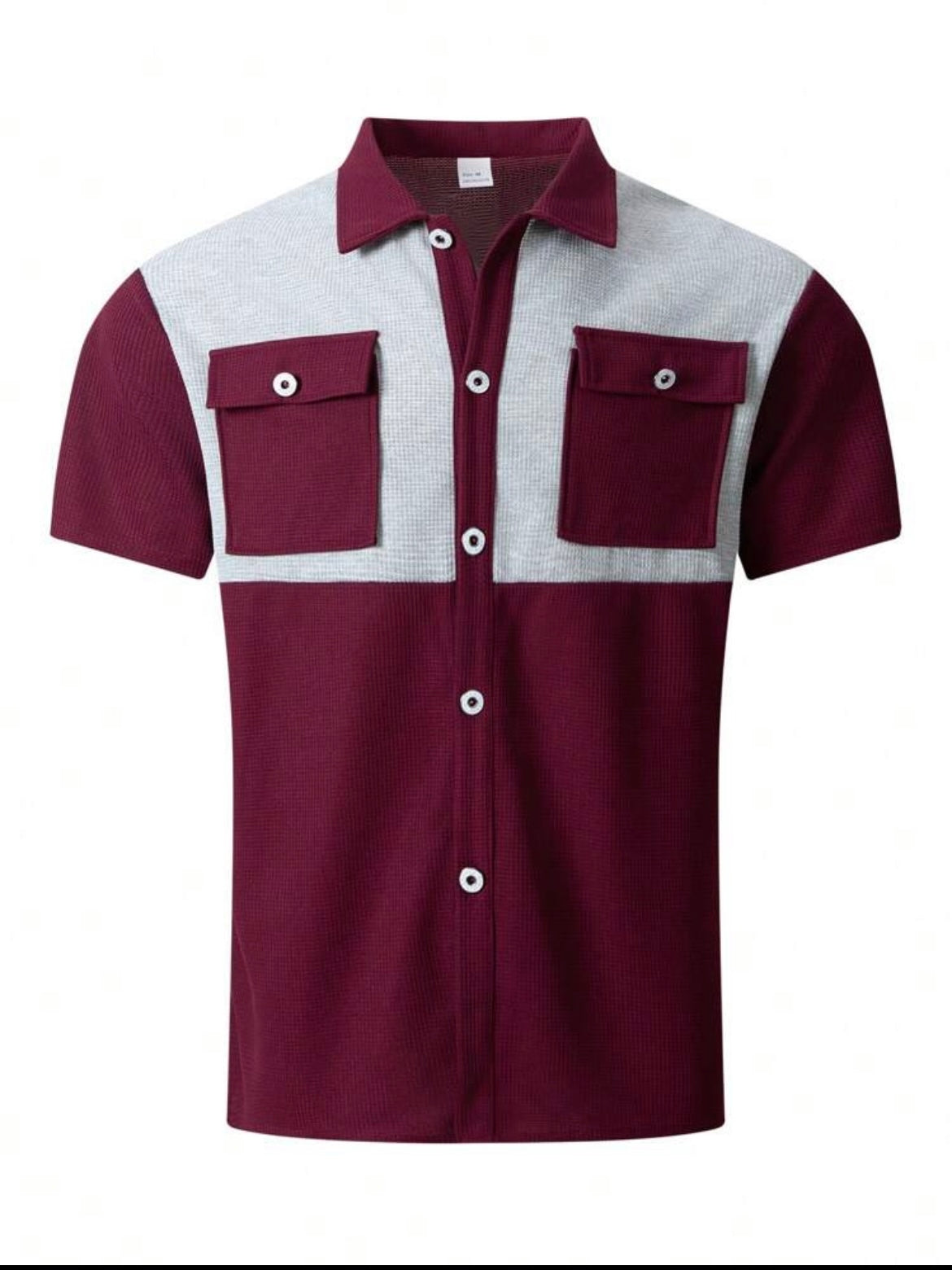 Modern Contrast Panel Button-Up Shirt