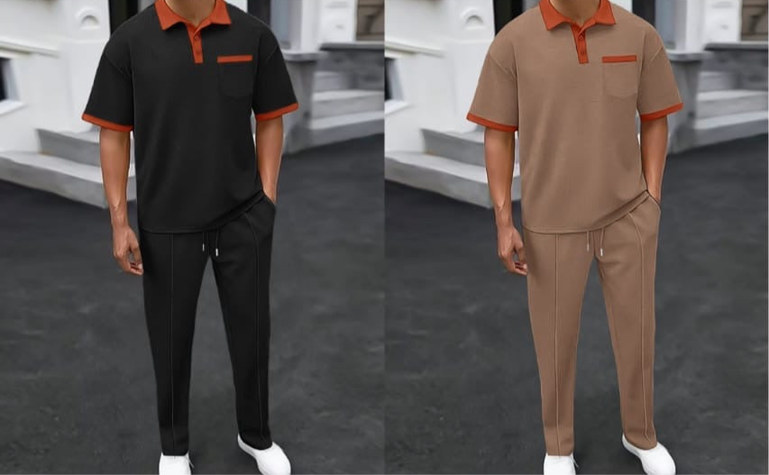 Europe Men's 2-Piece Polo Set - Casual Tracksuit