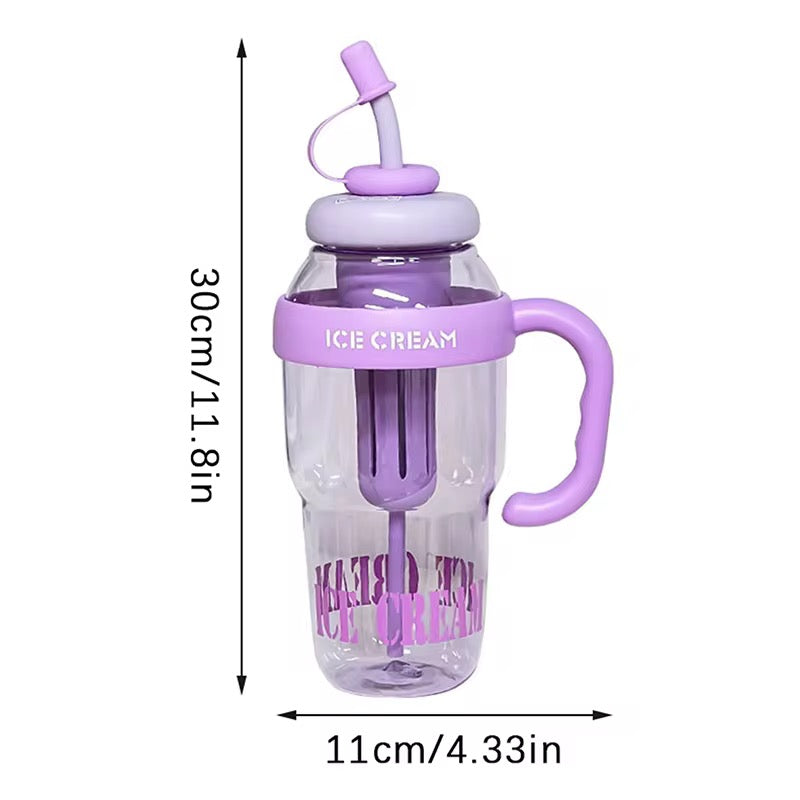 1200ml Reusable Water Bottle with Handle & Straw