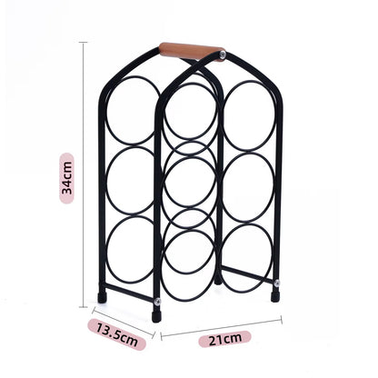 6- Bottle Wine Rack with Wooden Handle