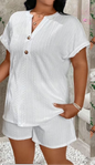Casual Button-Front Two-Piece Set - Relaxed Summer Lounge Wear