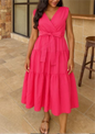 Tiered Wrap Midi Dress