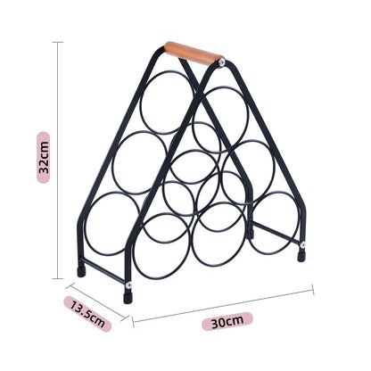 6- Bottle Wine Rack with Wooden Handle