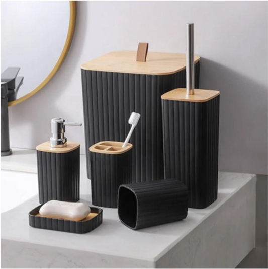 6-Piece Bathroom Accessories Set - Complete Vanity Organization Collection