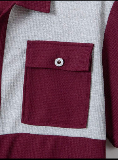 Modern Contrast Panel Button-Up Shirt