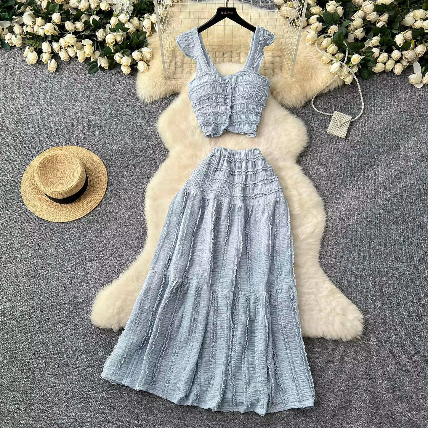 Smocked Two-Piece Set with Ruffle Details