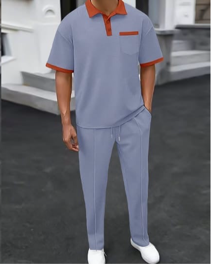 Europe Men's 2-Piece Polo Set - Casual Tracksuit