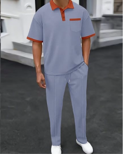 Europe Men's 2-Piece Polo Set - Casual Tracksuit