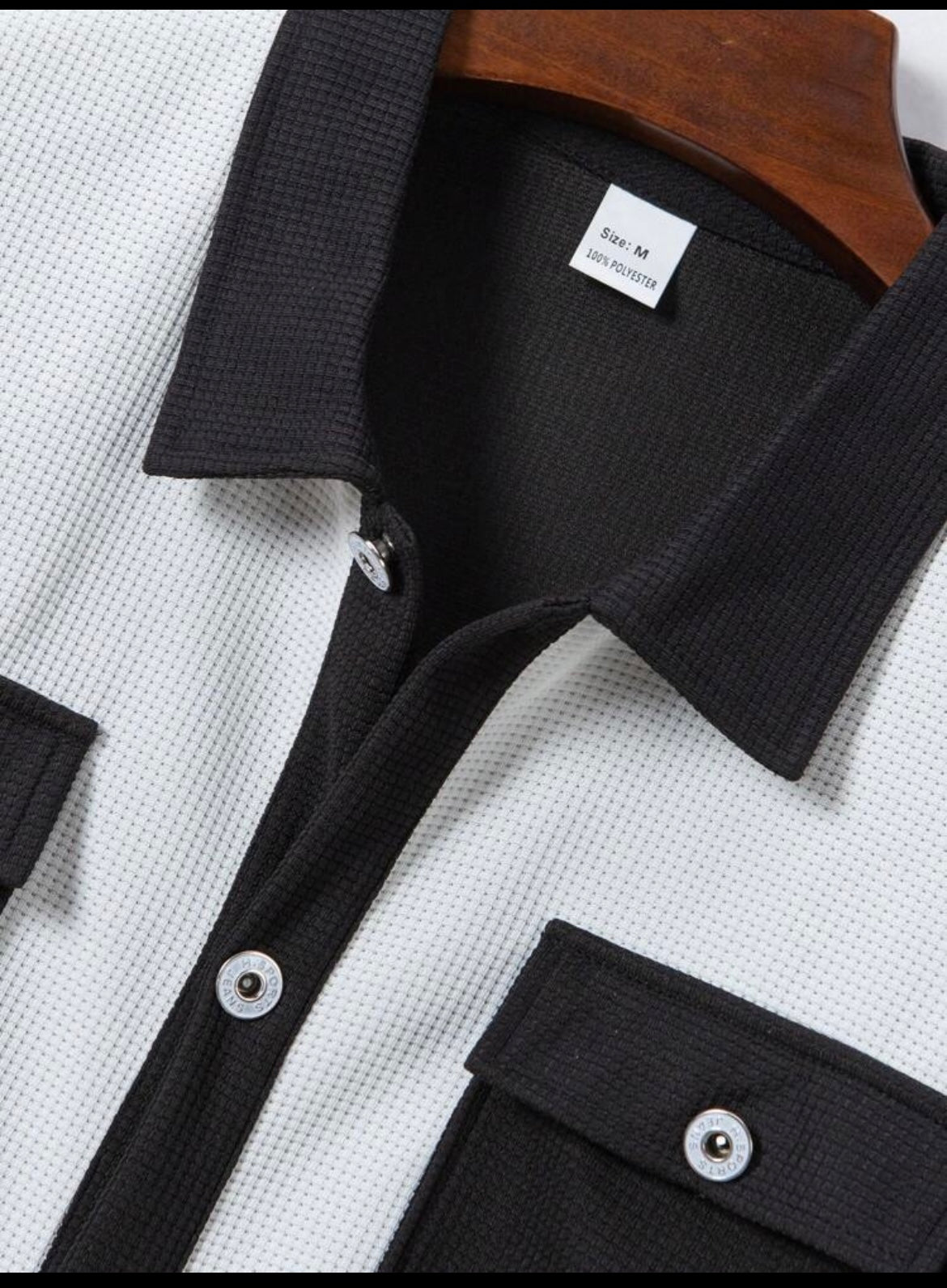 Modern Contrast Panel Button-Up Shirt
