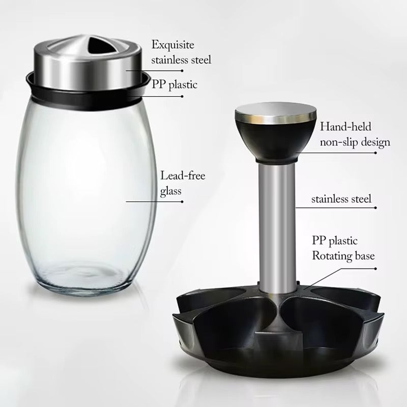 Rotating Spice Rack Set with 6 Glass Jars