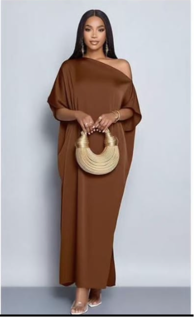 Off-Shoulder Silk Maxi Dress with Side Slit - Elegant Evening Wear