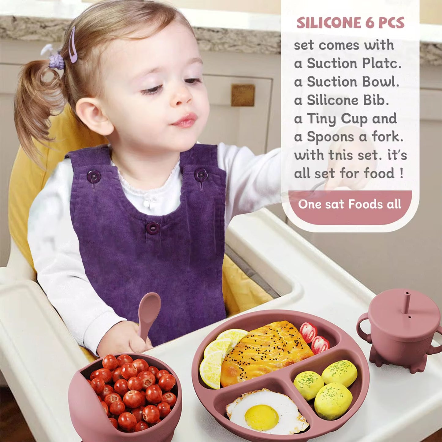 5-Piece Self-Feeding Silicone Tableware Set for Children