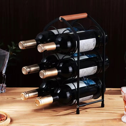 6- Bottle Wine Rack with Wooden Handle