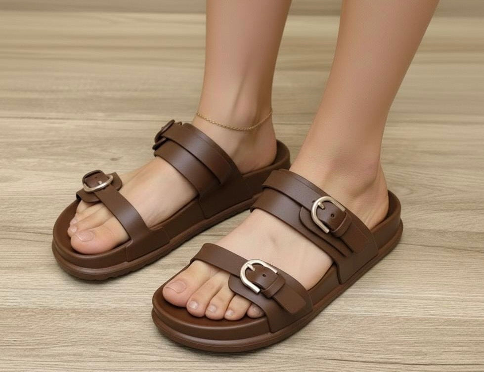 Double Buckle Platform Sandals