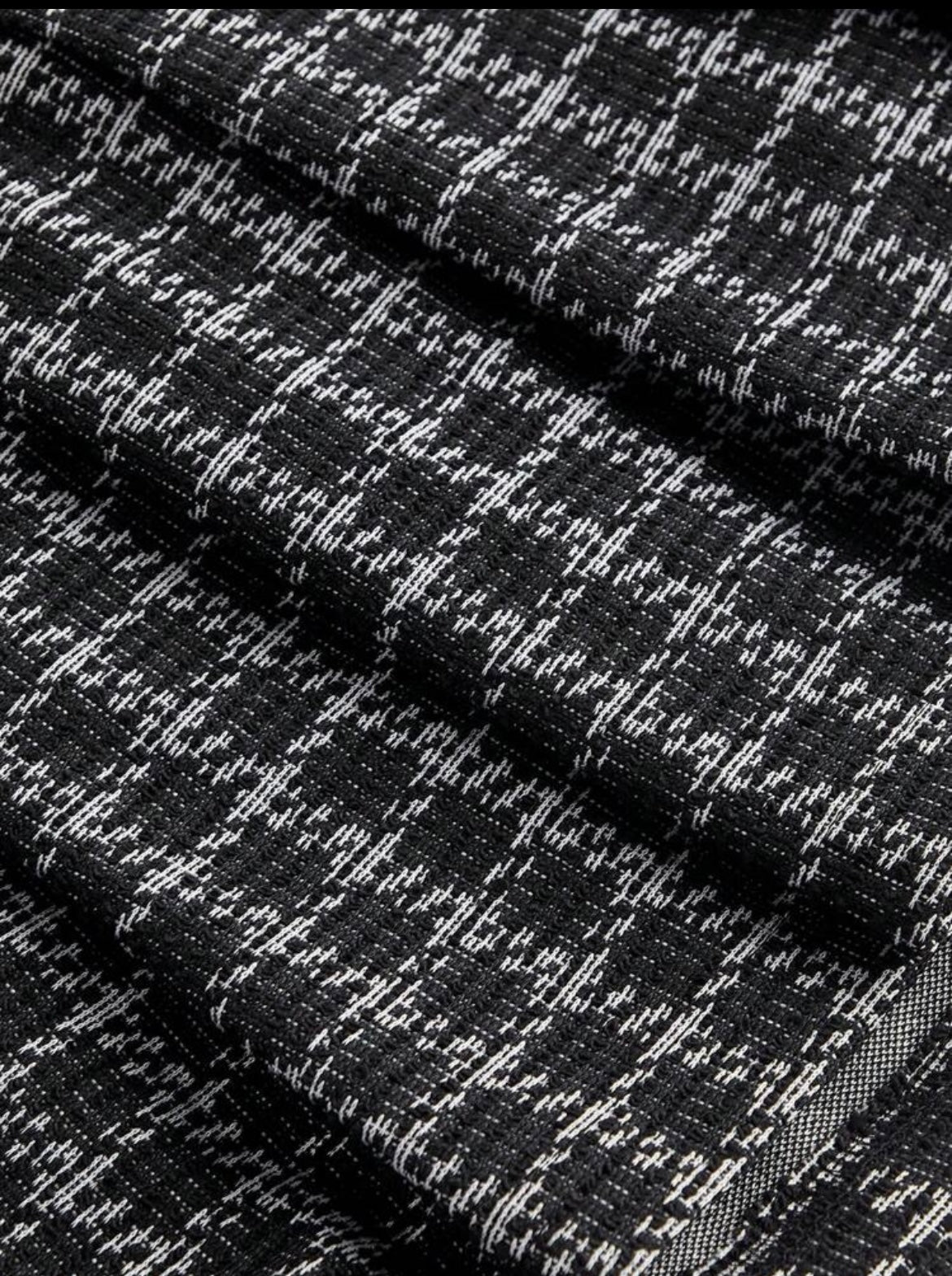 Checkered Blazer/ Tunic Dress - White & Black Houndstooth