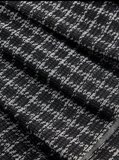 Checkered Blazer/ Tunic Dress - White & Black Houndstooth