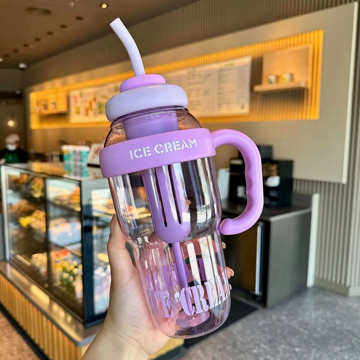 1200ml Reusable Water Bottle with Handle & Straw