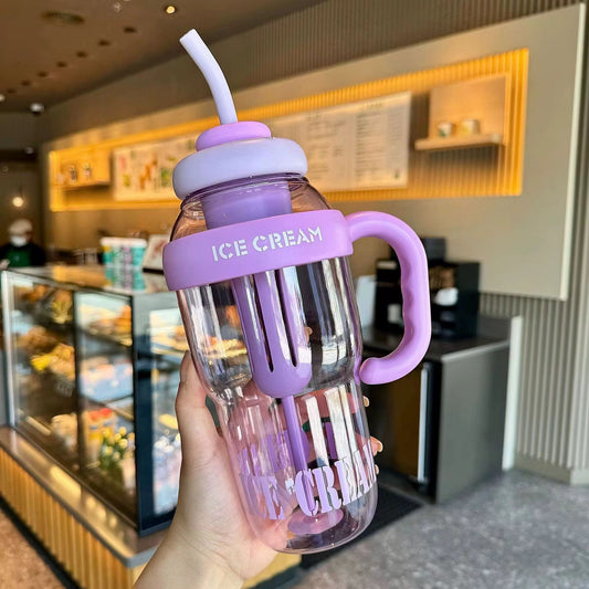 1200ml Reusable Water Bottle with Handle & Straw