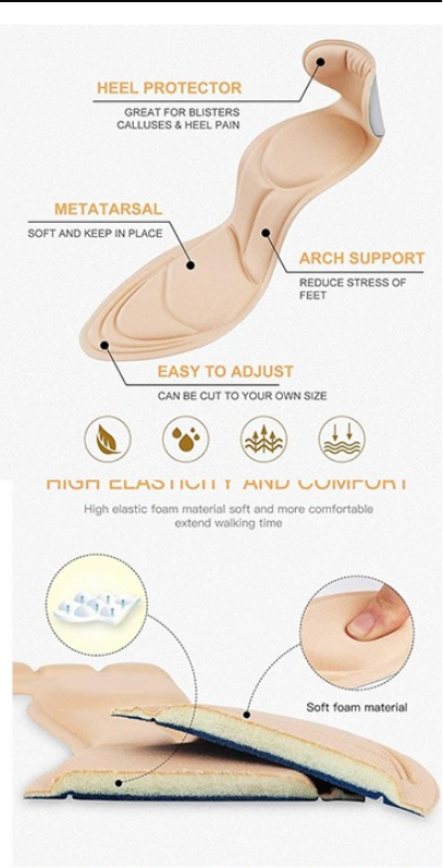 High Heel Comfort Insoles - with Cushion Inserts for Loose Shoes