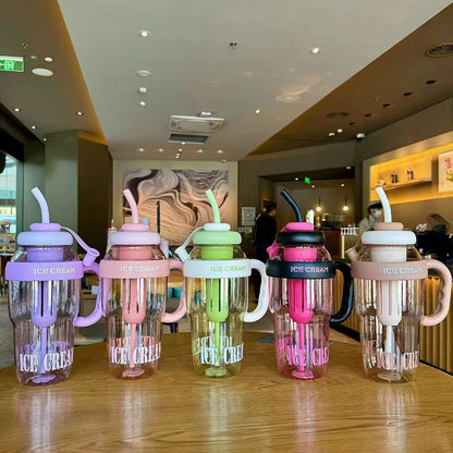 1200ml Reusable Water Bottle with Handle & Straw