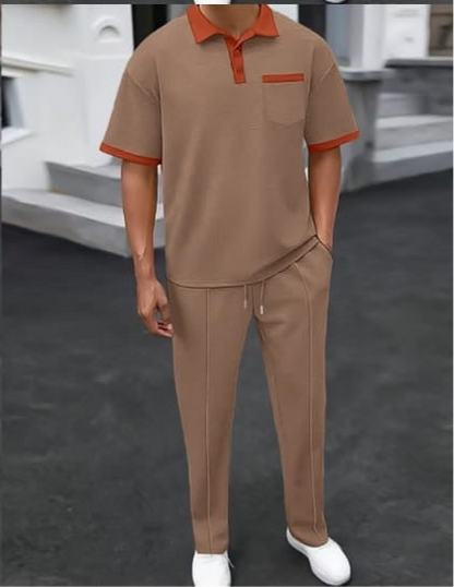 Europe Men's 2-Piece Polo Set - Casual Tracksuit