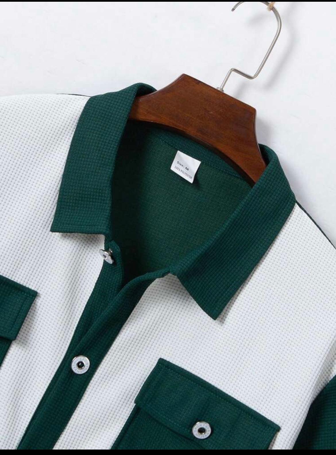 Modern Contrast Panel Button-Up Shirt