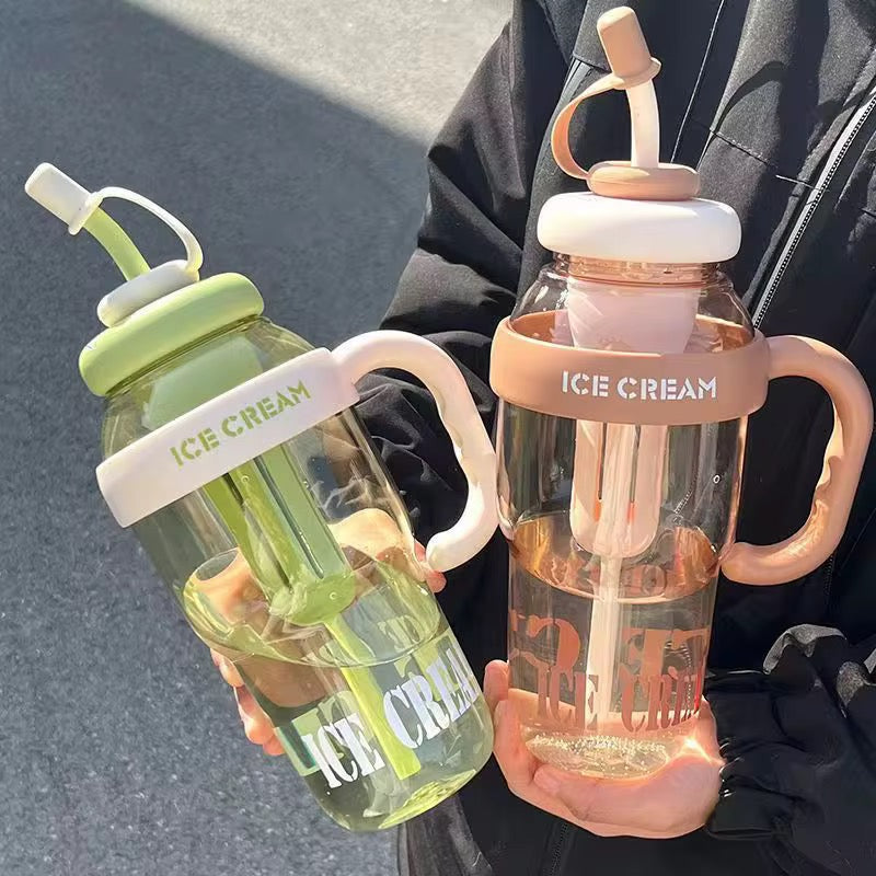 1200ml Reusable Water Bottle with Handle & Straw