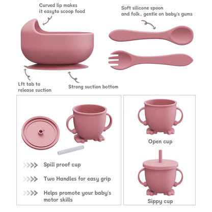 5-Piece Self-Feeding Silicone Tableware Set for Children