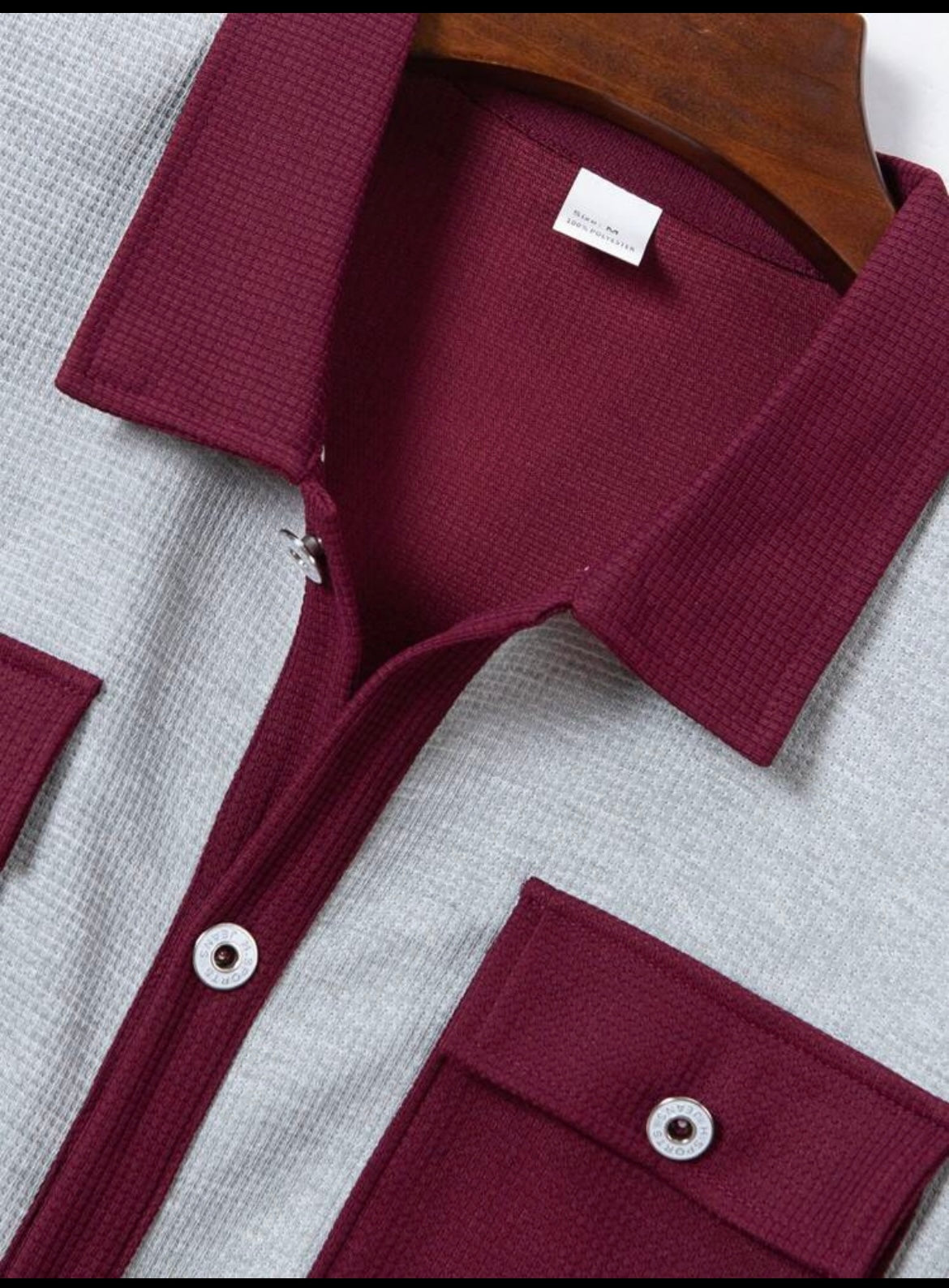 Modern Contrast Panel Button-Up Shirt